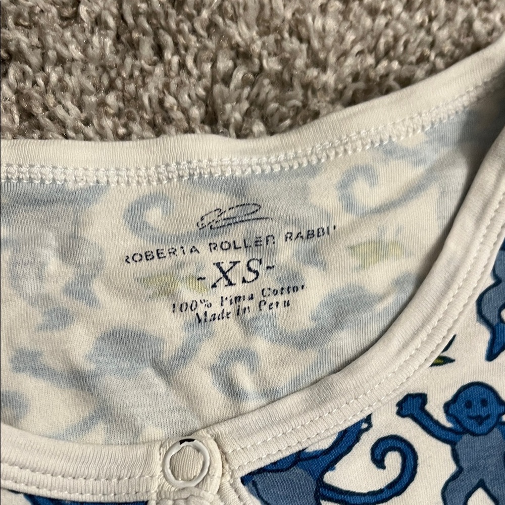Roberta Roller Rabbit Blue Monkey Print Pajama Set - Picture 2 of 4